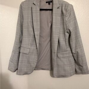 Ann Taylor Elegant Gray Checkered Blazer